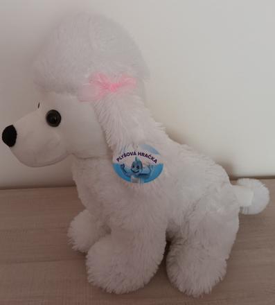 Plyšový sedící pes bílý mikro trading,