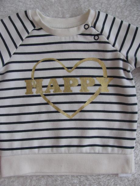 Kojenecká mikina s modrým proužkem, happy, primark,74