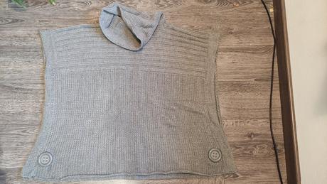 Silné šedé svetrové pončo, amisu,l