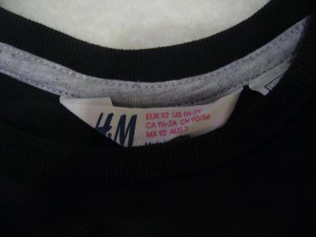 Bavlněné černé triko/tričko, h&m,92