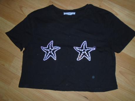 Tričko hvězdice třpytky kroptop vel xs a m, terranova,m / xs