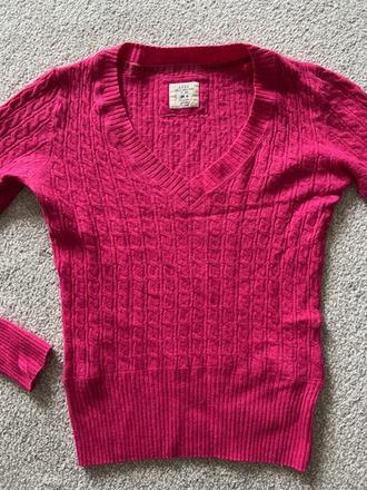 Dámský růžový svetr s copánkovým vzorem, h&m,m