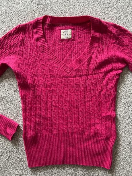 Dámský růžový svetr s copánkovým vzorem, h&m,m