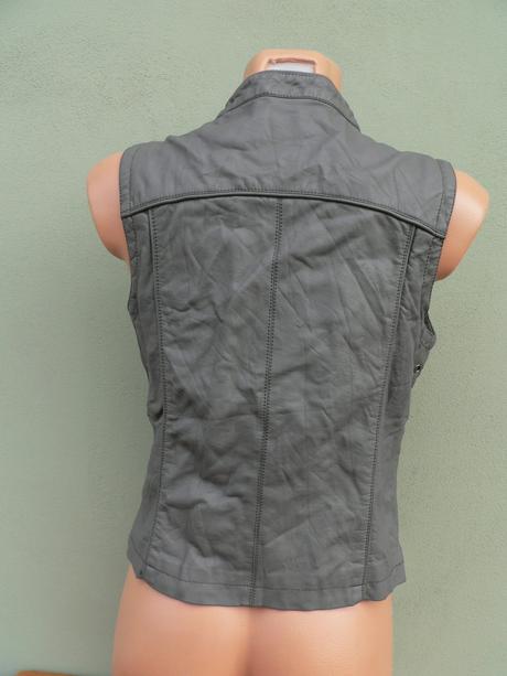 Šedá koženková vesta křivák muse - vel.l, l