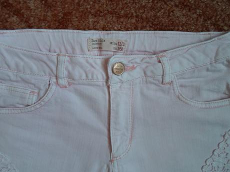 Růžové kraťasy kraťásky šortky s krajkou, zara,152