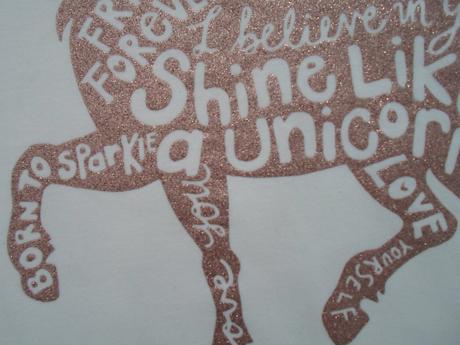 Bílé tričko triko dlouhý rukáv s jednorožcem, f&f,170