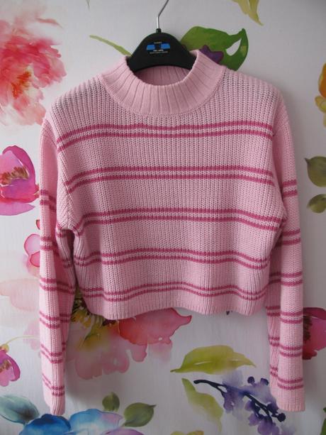 Krásný růžový crop top svetr h&m, h&m,152