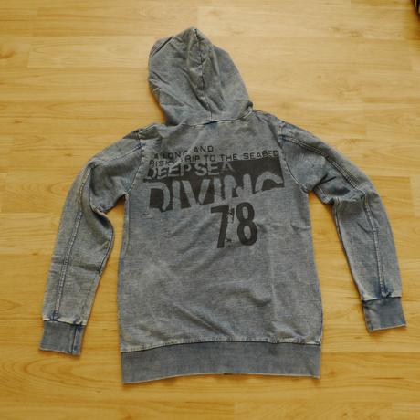 Mikina s kapucou dzinove barvy 146/152, 146