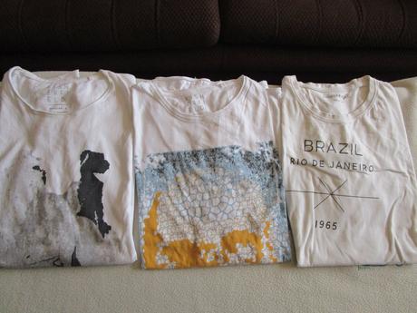 3x bílé bavl. pánské tričko s potiskem, kr. rukáv, gate,l