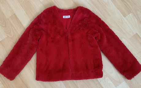Chlupatý kabátek s podšívkou h&m vel. 134/140, h&m,134