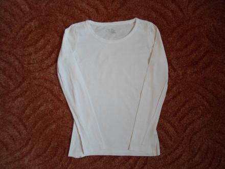 Bílé tričko triko dlouhý rukáv, 146