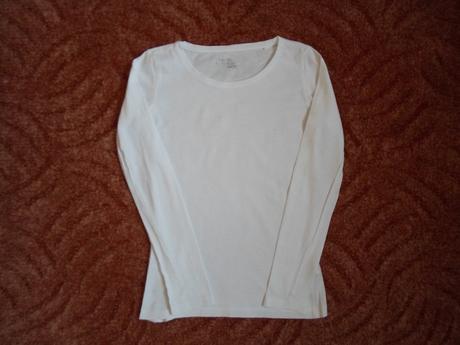 Bílé tričko triko dlouhý rukáv, 146