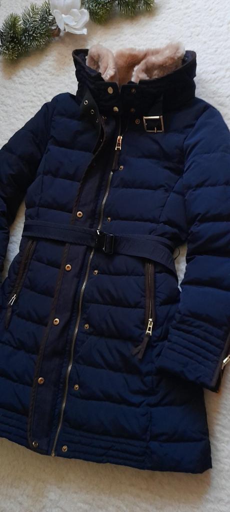 Zara luxusní péřová bunda s kožešinovým límcem, zara,s