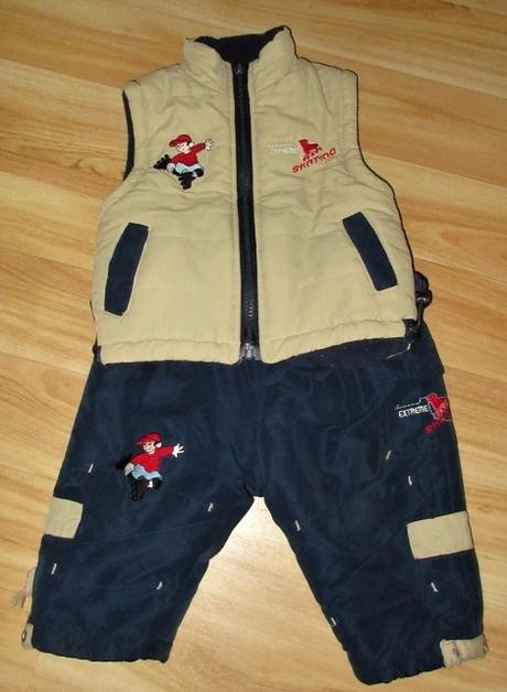 Komplet vyteplené kalhoty s vestou, 74