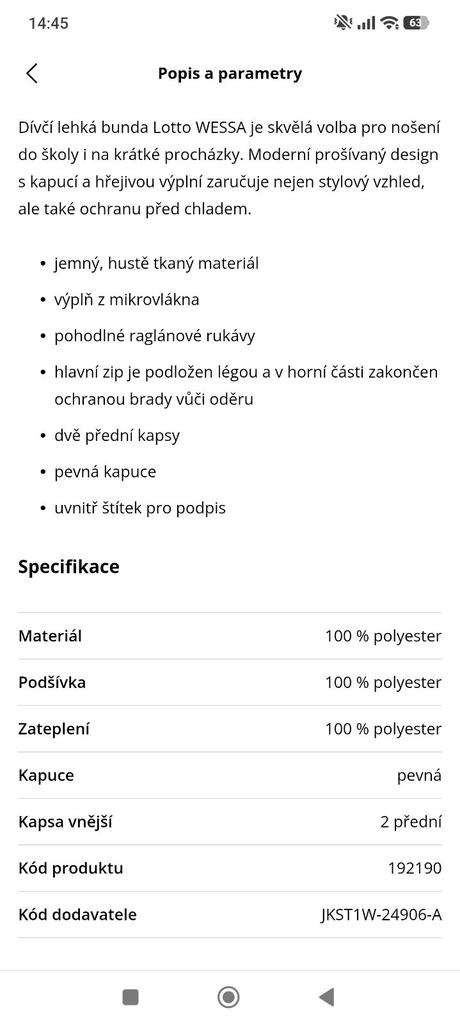 Prošívaná bunda lotto,vel.140/146, lotto,146