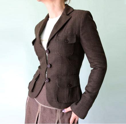 Hnědé sako s nakládanými kapsami orsay vel.xxs-32, orsay,xs