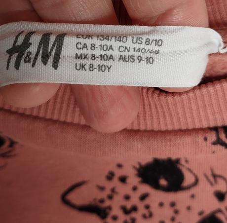 Starorůžová mikina s kočkama, h&m,134