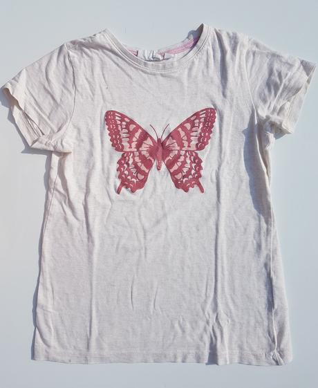 L159	dívčí triko s krátkým rukávem motýl vel. 128, kappahl,128