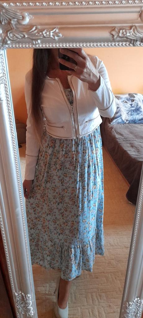 Květinové dlouhé šaty s páskem, l