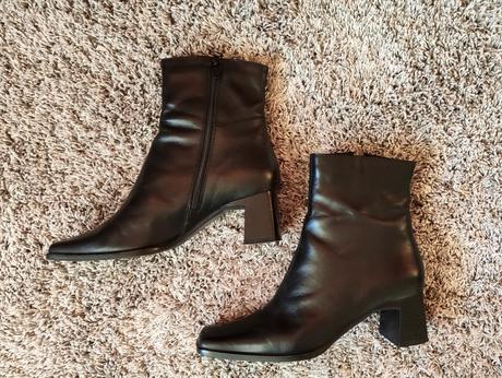 Černé kožené kotníčkové boty vel 37 kozačky, 37