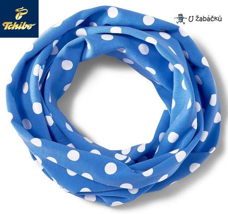 Puntíkovaná dutá šála tchibo modrá vel.univerzální, tchibo