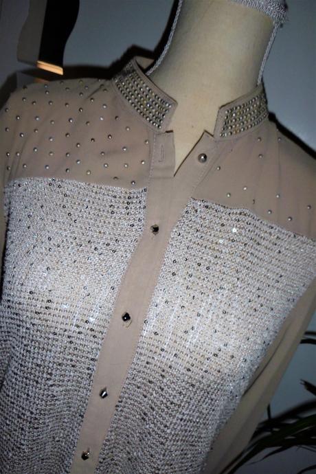 Košilová halenka s flitříky-vel.m-l, m