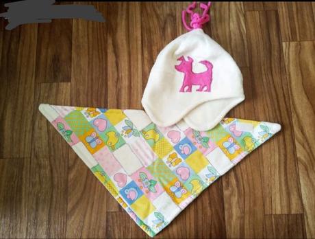 Zimní dívčí fleecová čepice+nákrčník, vel.86/92, 86