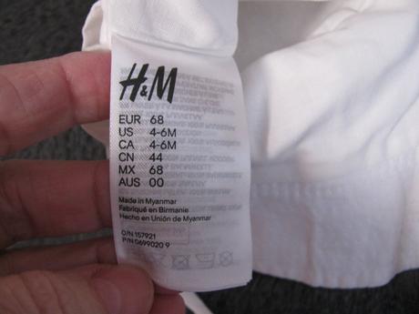 Bílý letní plátěný klobouček na zavazování, h&m,68