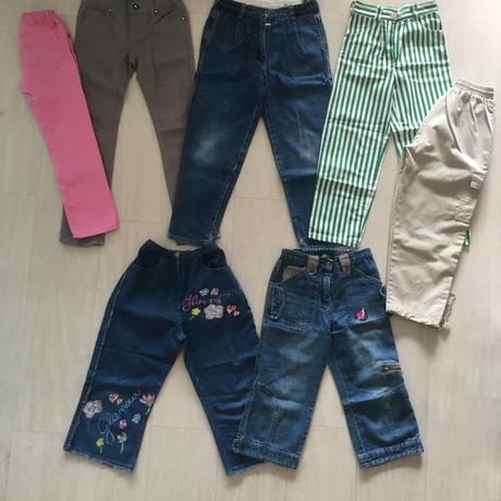 Balík dívčí kalhoty, rifle a tříčtvrťáky (6-8 let), 122–134