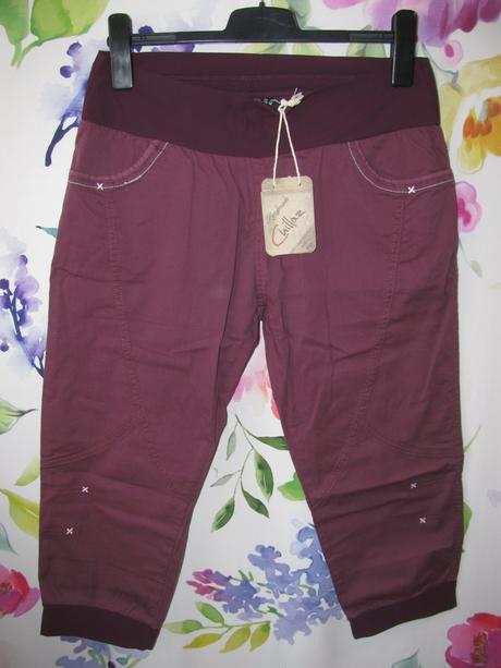 Strečové 3/4 capri kalhoty, barva bordo, 42