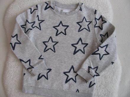 Světle šedá bavlněná mikina s modrými hvězdami, marks & spencer,116
