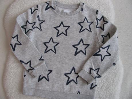 Světle šedá bavlněná mikina s modrými hvězdami, marks & spencer,116