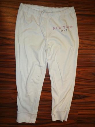 Bílé silnější bavlněné tepláky, 170