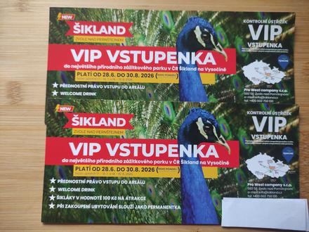 Vip vstupenky -2 ks zábavný park šikland, 