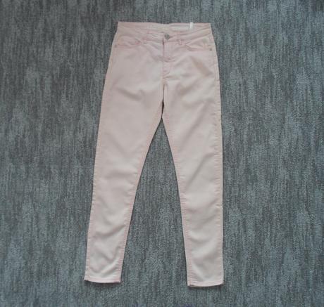 Růžové meruňkové kalhoty džíny skinny fit, h&m,152