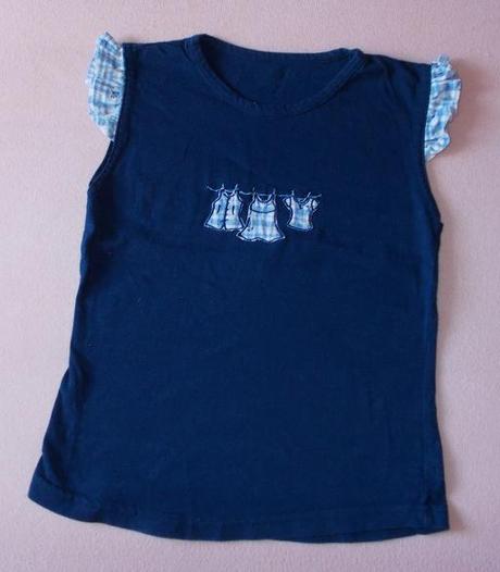 Modré triko krátký rukáv, 134