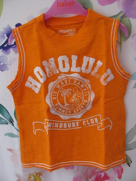 Krásně oranžové bavlněné tričko s nápisem, children's place,92