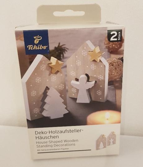 Dřevěná dekorace domeček, 2ks, 