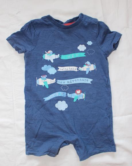 Bf218. bavlněný kraťasový overal 9-12 měs., f&f,80