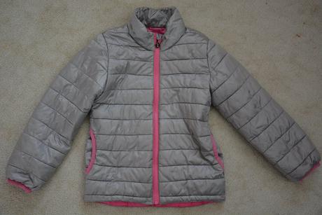 Stříbrná prošívaná bunda, h&m,128