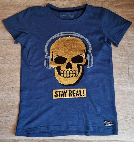 Tričko 3d flitry lebka, takko,158