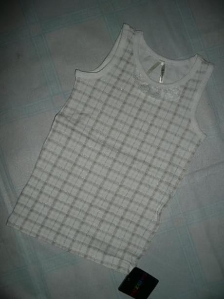 Tričko tílko stříbrné nitky vel 4/5 let 104/110, 104 / 110