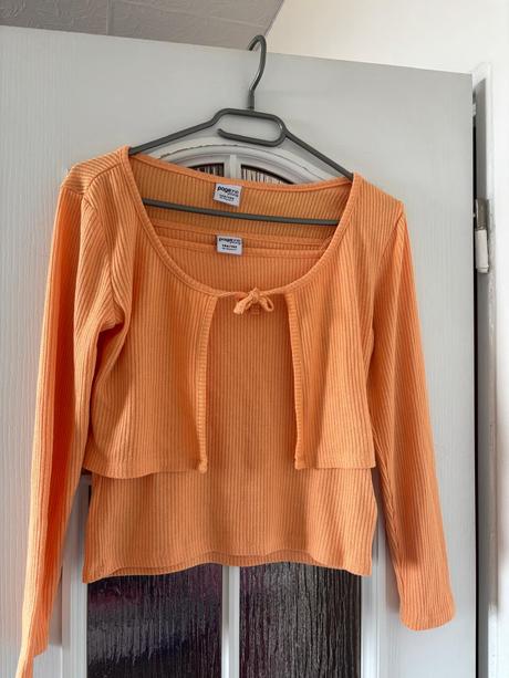 Oranžové tílko + bolerko, takko,152