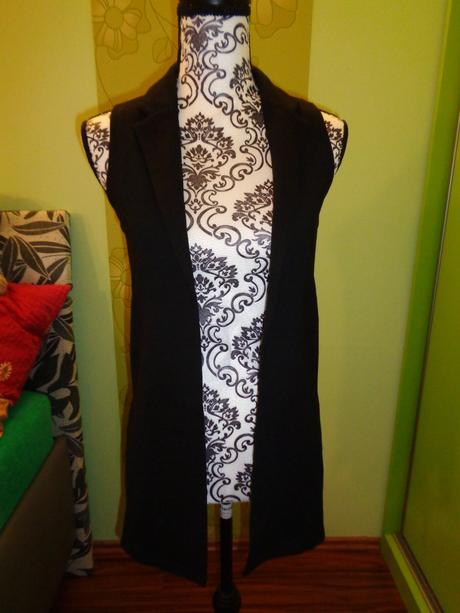 Luxusní delší černá společenská vesta, m&co,140