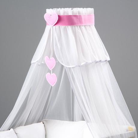 Voálová nebesa bílá - srdíčka - více barev, délka (cm): 160