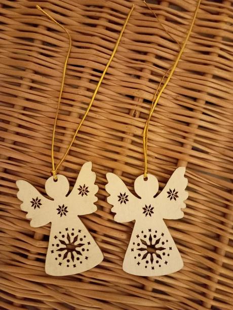 Sada 2 dřevěných andělíčků, 