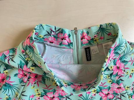 Nová světlemodrá sukně s květy, vel s, hm, h&m,s