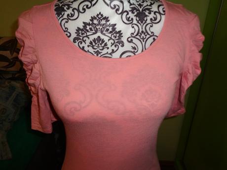 Krásné starorůžové tričko s nabíranými rukávy, topshop,m