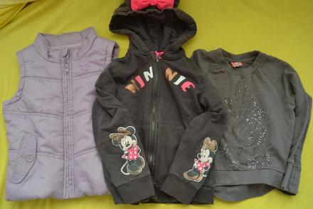 Podzimní vesta a 2x mikina disney v.116, 104–116