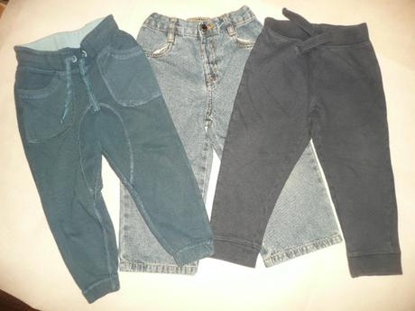 Tepláky kalhoty džíny  3ks h&m vel 92/98, george,92